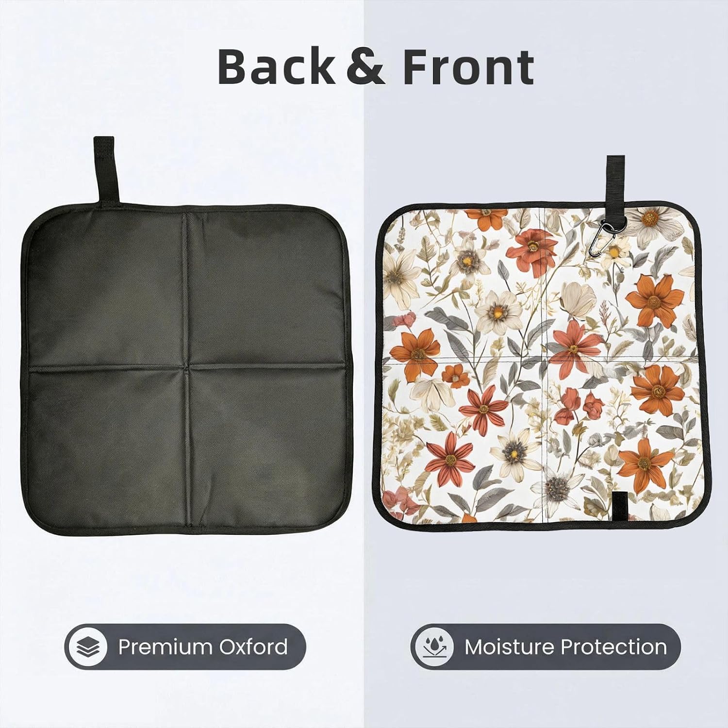 (Retro Flower) Sitting Pad Foldable Seat Cushion Lightweight Camping Seat Mat with Hook for Outdoor Hiking Picnic Camping