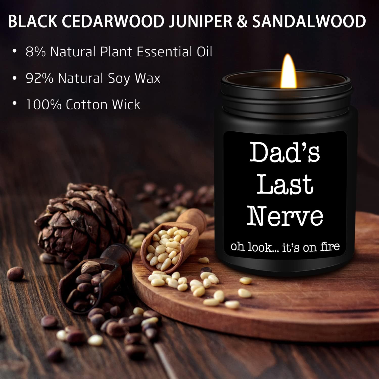 Homsolver Dad Gifts from Daughter Son, Gift for Dad Who Wants Nothing, Birthday Fathers Day Christmas for Stepdad Adoptive Father, Dad's Last Nerve Sandalwood Scented Candle - Image 2