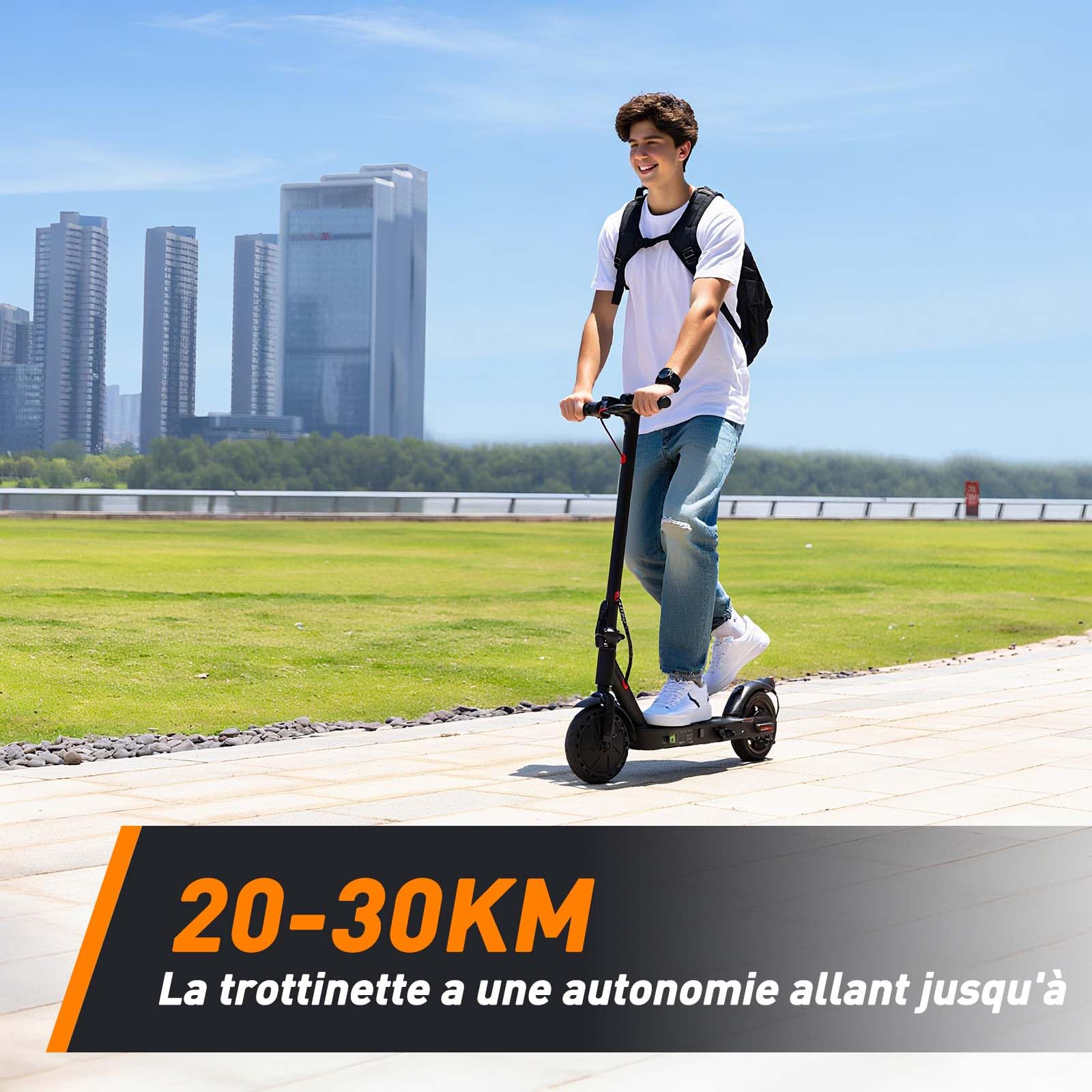 Składana hulajnoga elektryczna 350 W, dla młodzieży i dorosłych, autonomia 20-30 km, maks. 25 km/h, akumulator 187,2WH, obciążenie 100 kg, podwójne hamowanie, codzienne podróże