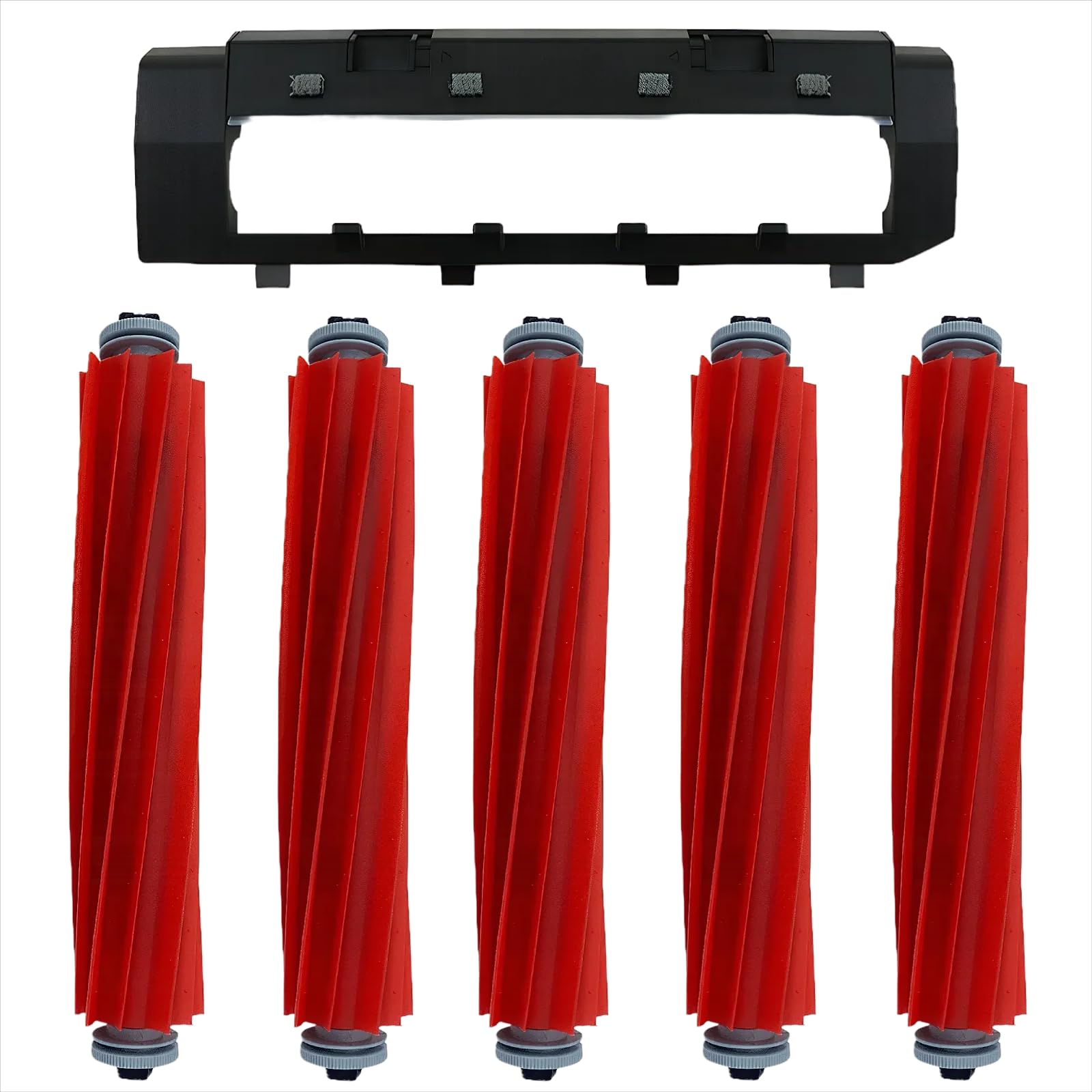 （6 Pack） Main Brush Cover，Rubber Main Brush Replacement Compatible for Roborock Q Revo，Qrevo MaxV，Qrevo S，Qrevo Pro，QV 35A，Qrevo Plus Robot Vacuum，5 Main Brush,1 Main Brush Cover