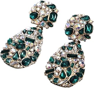 Rhinestone Crystal Teardrop Dangle Earrings Water Drop-Shape Chandelier Crystal Earrings Geometric Statement Wedding Bridal Earrings Shiny Bling Studs Earrings Jewelry for Women