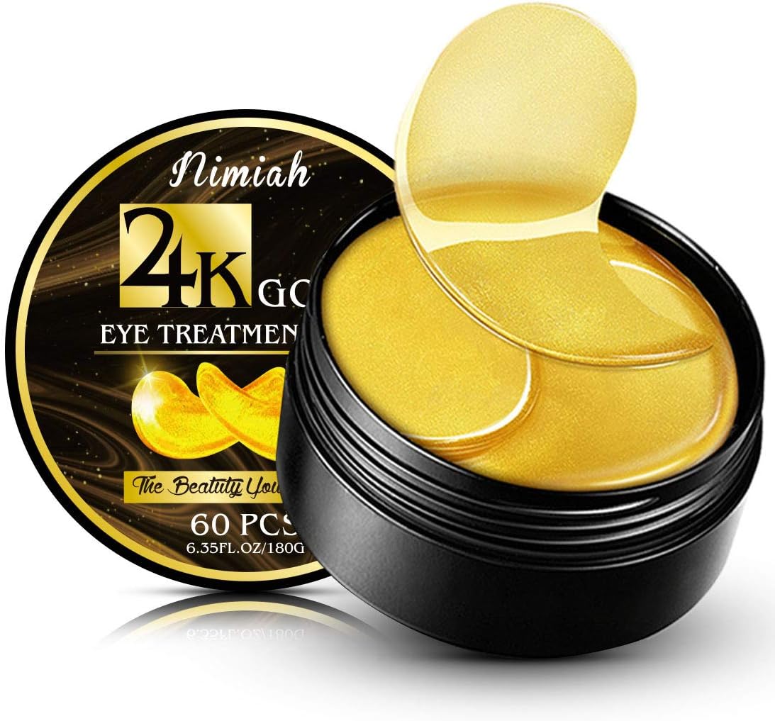 Nimiah 24k Gold Eye Masks Anti-Aging Under Eye Mask Under Eye Patches 30 Pairs
