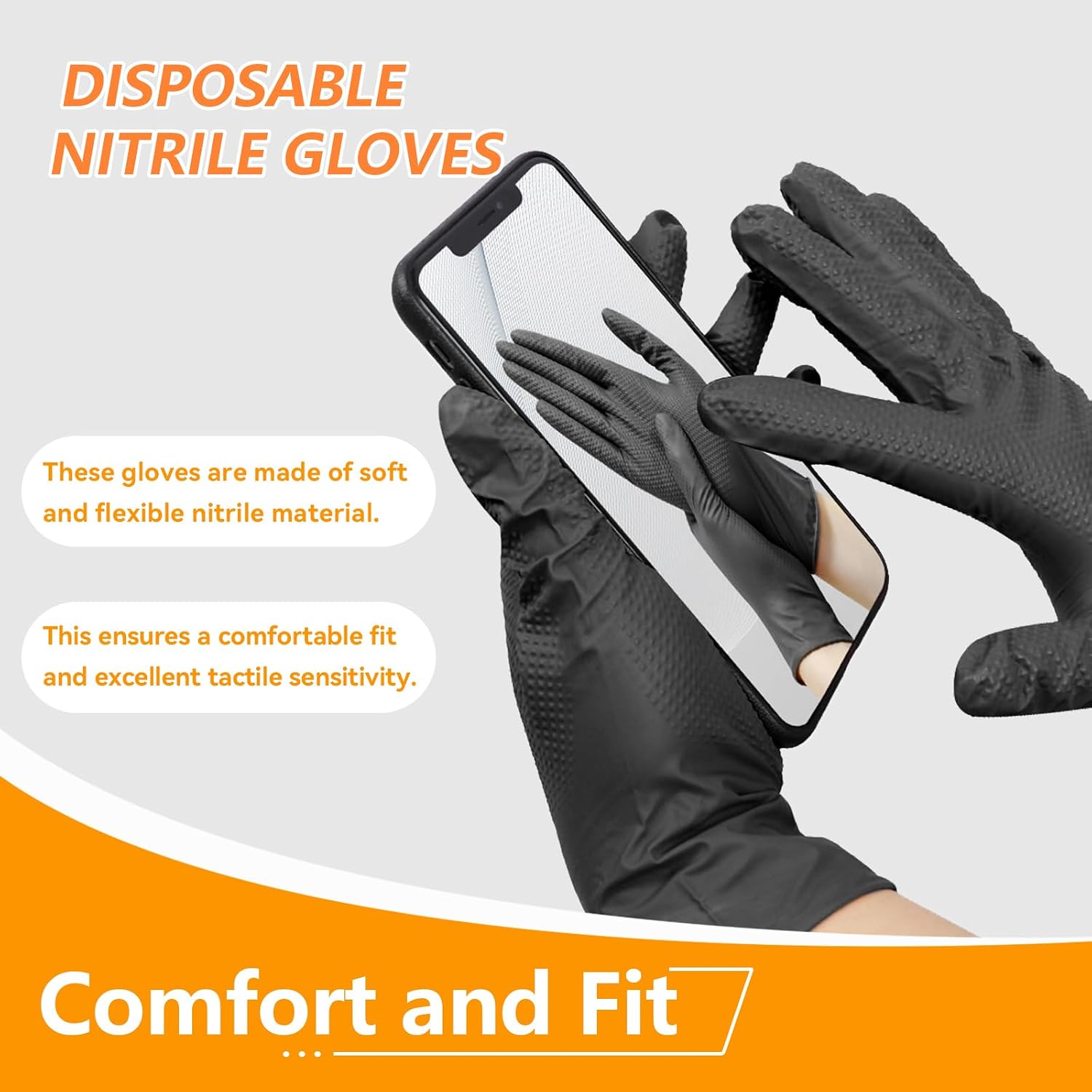 8 Mil Heavy Duty Disposable Nitrile Gloves, Diamond Texture, Latex & Powder Free for Mechanic & Industrial, 1000-Pack