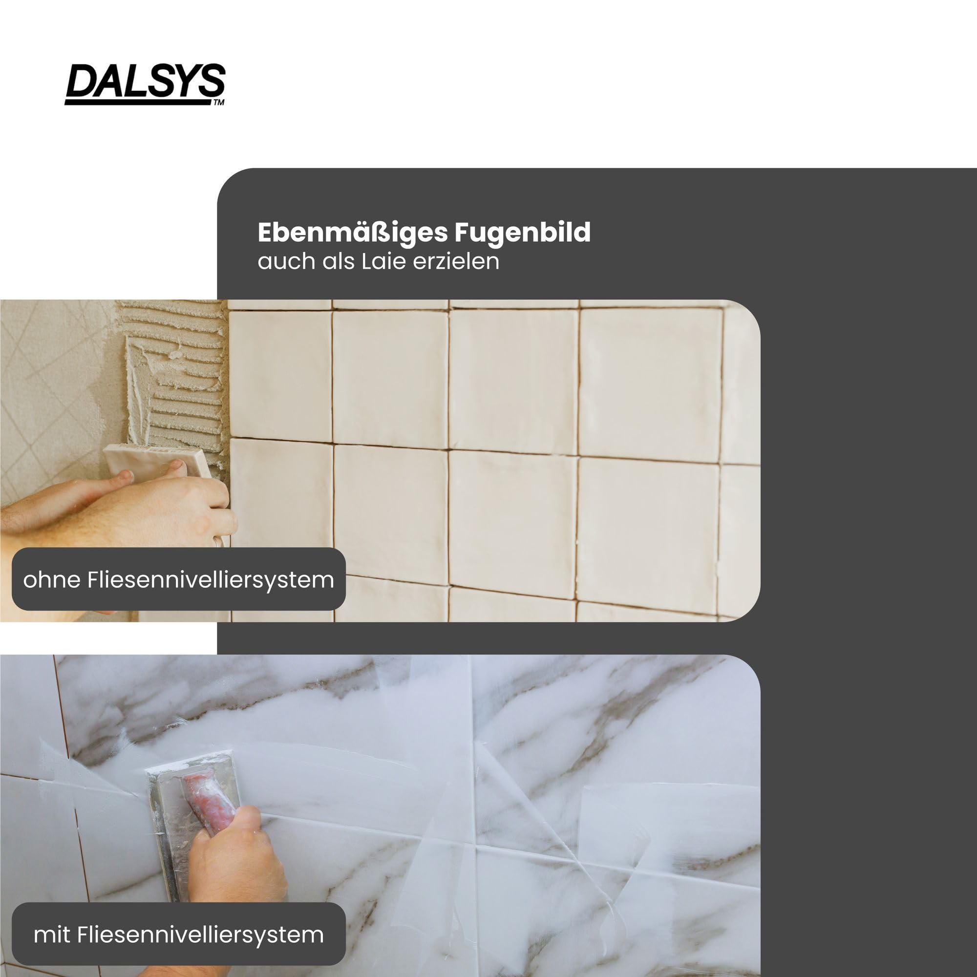 Fliesen Nivelliersystem, 2mm, Set: 1300tlg., 1000 Laschen + 300 Hauben, Verlegehilfe Set, Fliesenleger Werkzeug, Fliesenkeile Kunststoff, Abstandshalter Fliesen, Verlegesystem