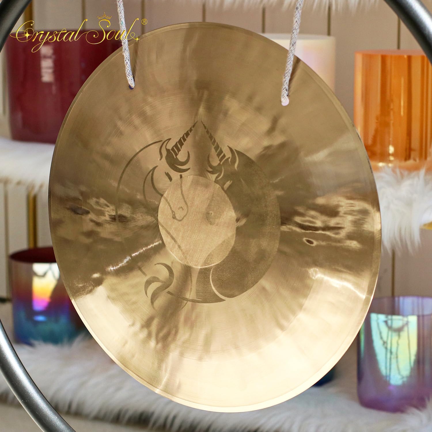 Crystal Soul - Gong de viento para meditación con mazo personalizable para meditación y yoga y curación de sonido (28)