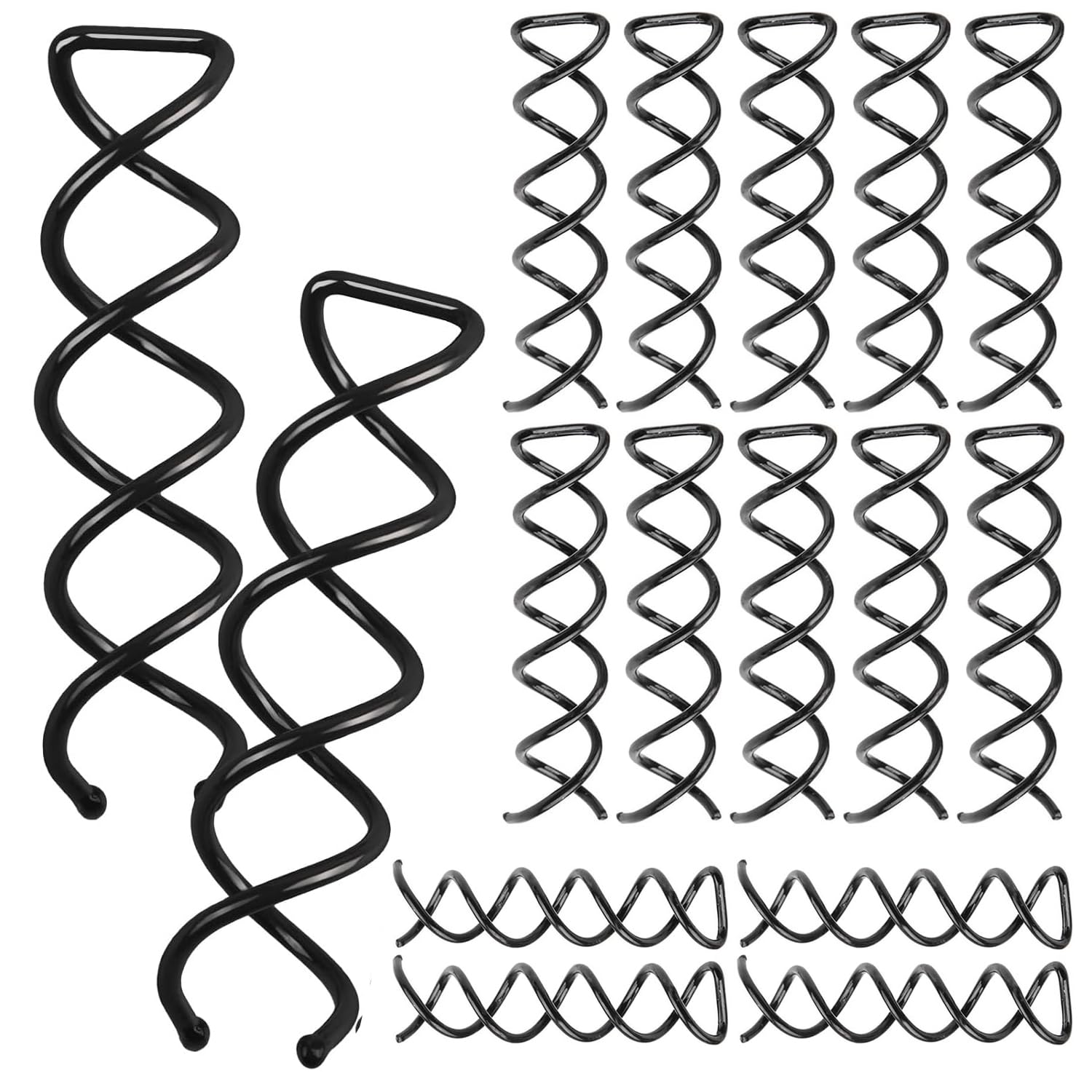 Amzboen 20 Pcs Spiral Twist Hair Pins, Durable Non-Scratch Spiral Hair Pins, Alloy Spirals Bobby Pin, Bun Maker Bun Twist Spirals HairPin with Non-scratch Rounded Tips for Women(Black)
