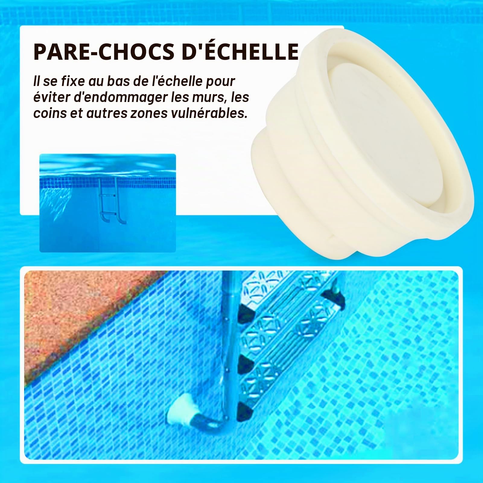 2PCS Tampon Échelle Piscine, Caoutchouc Bouchon d'Échelle de Piscine | Protection pour échelles, absorption des chocs, Accessoires pour Échelles Piscine, Pare-Chocs, Sécurité