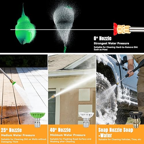 Miniatura 4 de Lavadora a presión de gas, 3500 PSI 2.3 GPM, lavadora de gas con manguera de 25 pies, 4 boquillas de conexión rápida, tanque de jabón a bordo, 209CC