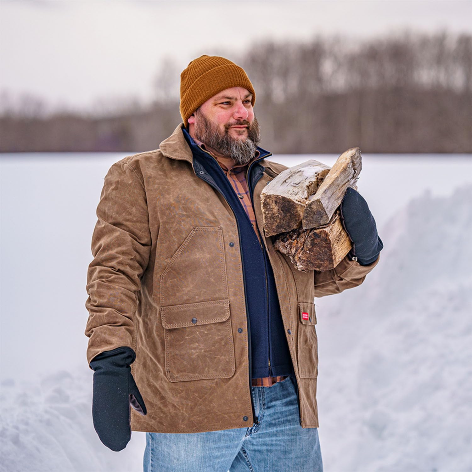 Stormy Kromer Tough Mitts, Leather Outdoor Gloves, Winter Mittens with Sherpa