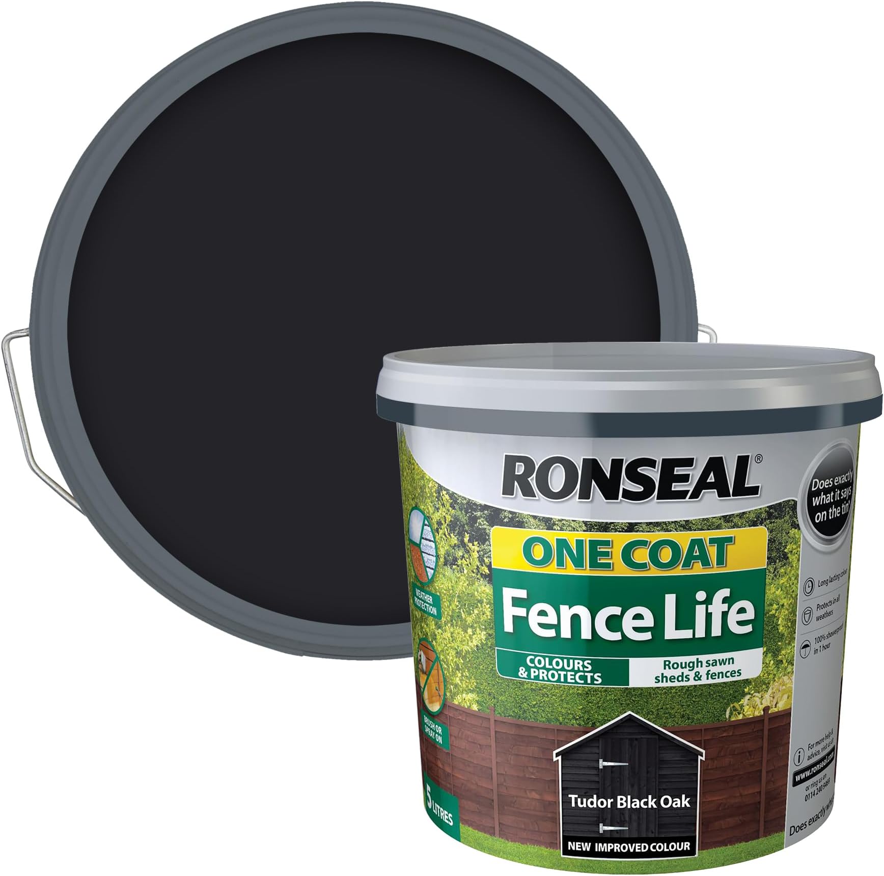 One Coat Fence Life Tudor Black Oak, 5 Litre