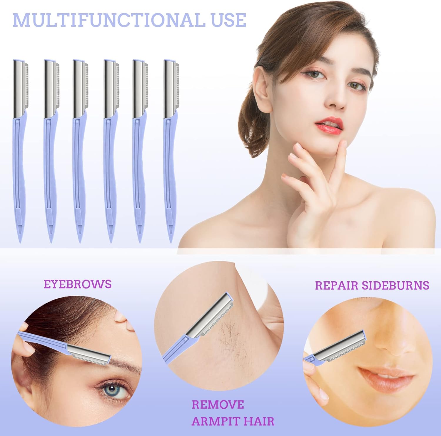 Eyebrow Razor for Women 6 Pieces, Hair Trimmer Face Razor, Multi
