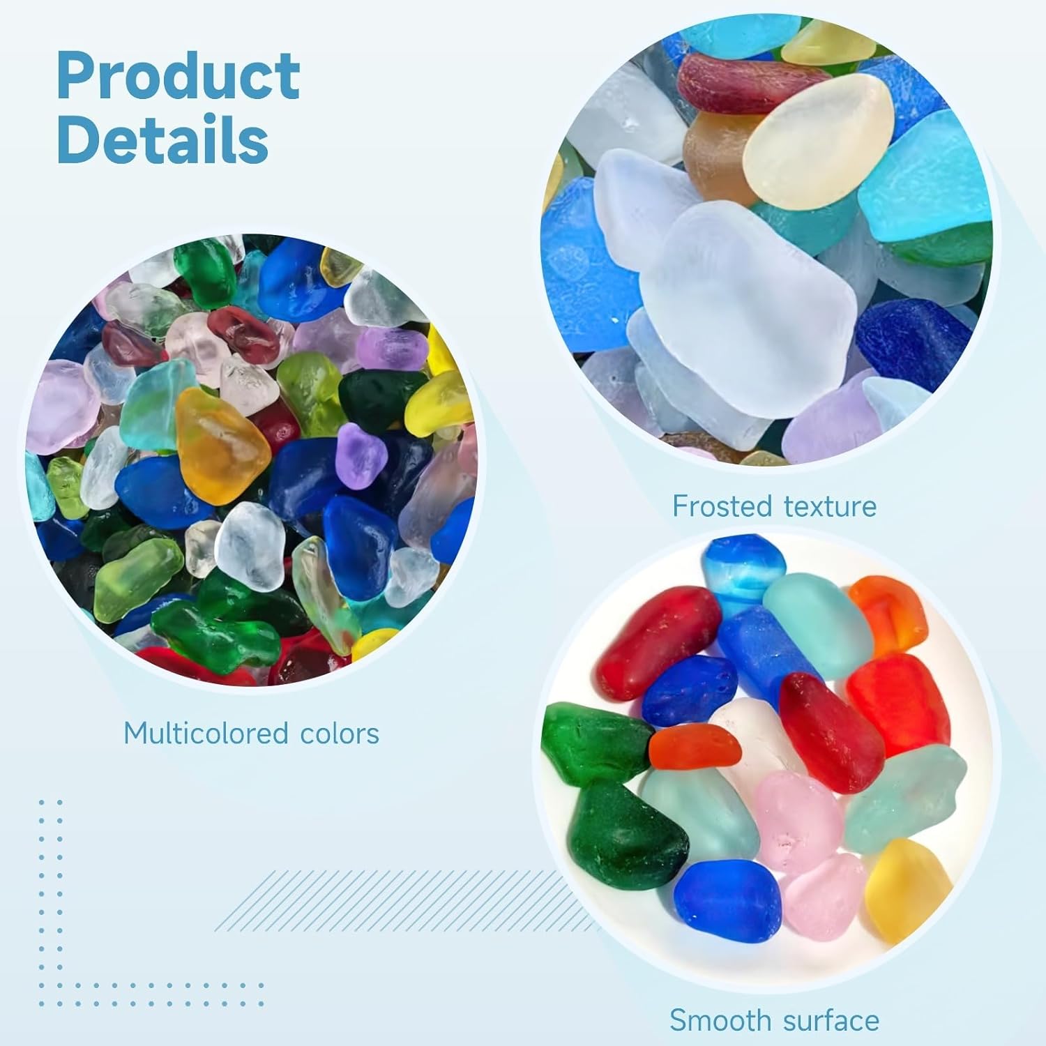 Kg Frosted Glass Pebbles, 0.79-.57 in Sea Glass Stones, Ideal for Aquarium, Vase Fillers, Crafts, Home Decor, and Beach Party Decorations