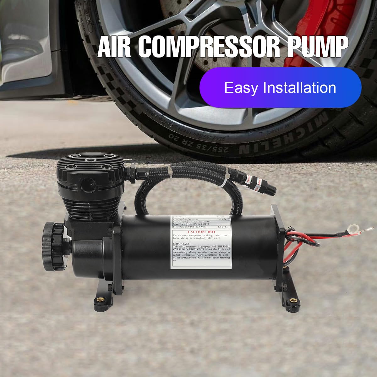 Luftfederung Kompressor, Automobile Luftkompressor-Kit, 200PSI Luftfederungskompressor Kit, 12V 23A Hochleistungskompressor Luftkompressor Geeignet für Autohupen, Luftfederungssysteme