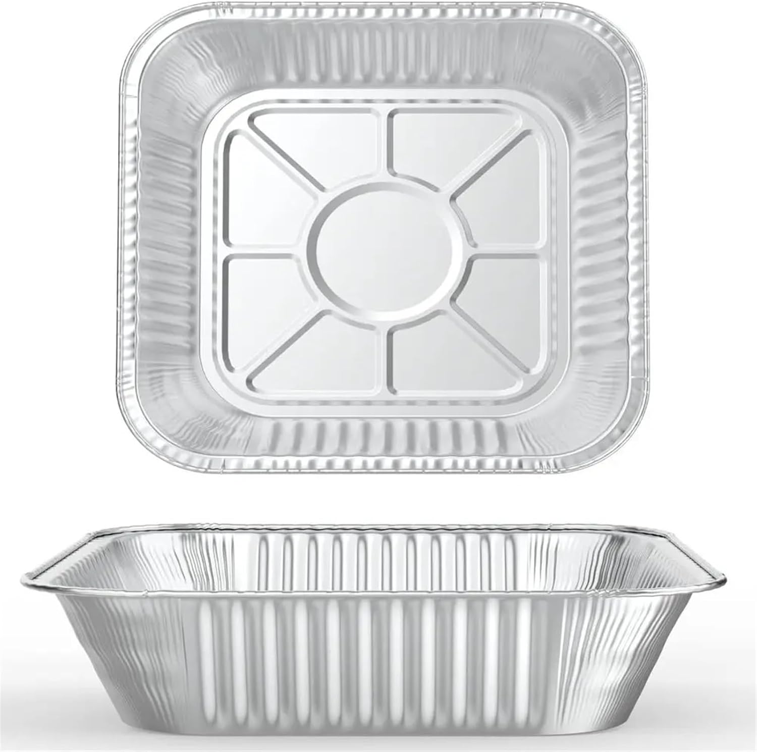 Silver Foil Food Container, 20Pcs Aluminum Tin Foil Baking Pans Bakeware Square Aluminum Trays Practical Sliver Foil Pans Turkey(6x6inch)