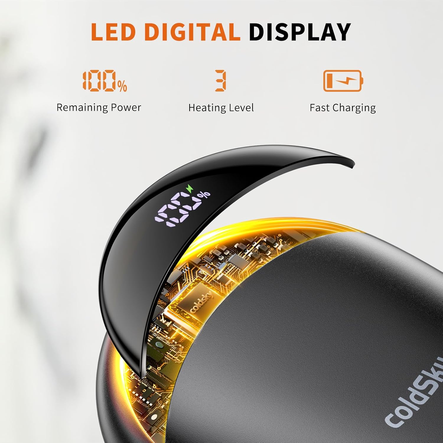 Hand Warmers Rechargeable 2 Pack Magnetic Electric Hand Warmer with Digital Display, Portable Pocket Hand Warmer, for Men Women, Outdoors, Games, Camping, Hunting - Image 6