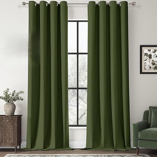 Miniatura 147 de ChrisDowa Cortinas 100% opacas de abedul liso de 96 pulgadas de largo, 2 paneles para dormitorio, sala de estar, oscurecimiento de la habitación de