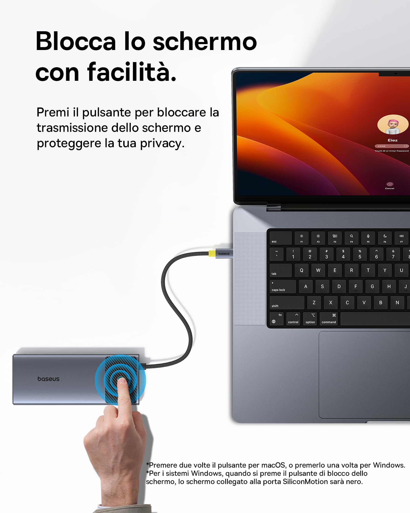 Baseus Hub USB C 7 w 1 Dual HDMI adapter do MacOS z 2 HDMI, 10 Gbps USB-A i USB-C, 2 USB-A 3.0, 100 W PD, stacja dokująca do laptopa MacBook Pro Air M1 M2 M3