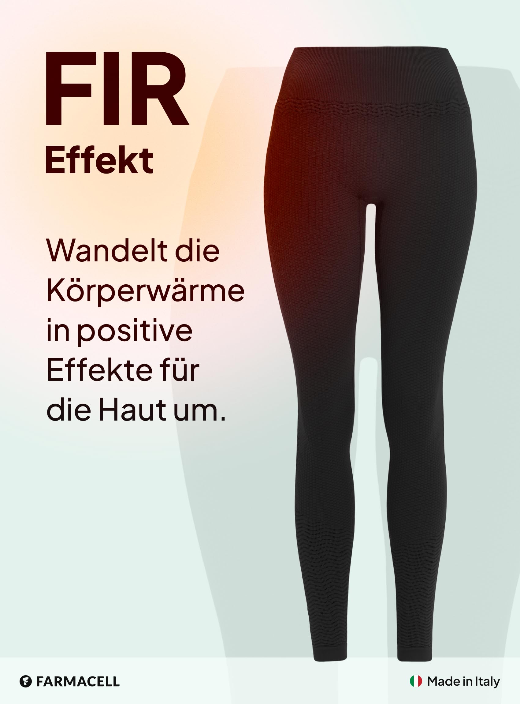 FarmaCell Anti-Cellulite Leggings Damen mit Mikromassage und FIR-Effekt, Made in Italy, 1109