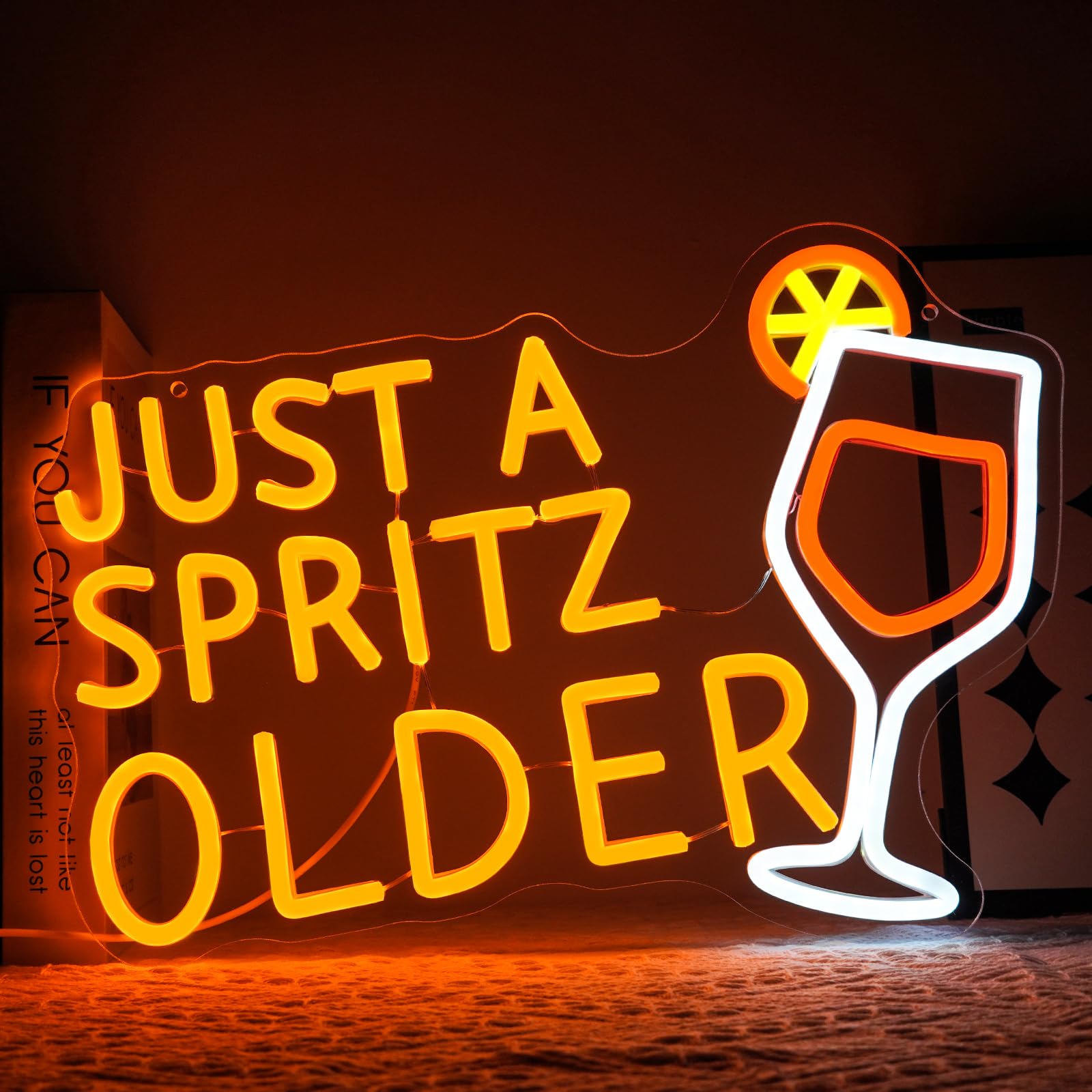 Virlusy Just A Sppritz Older Neon Sign for Wall Decor Dimmable Sppritz Cocktail Led Lights Signs Letters LED Neon Light for Home Bar Decor for Man Cave Kitchen Pub Party Club Bistro Business