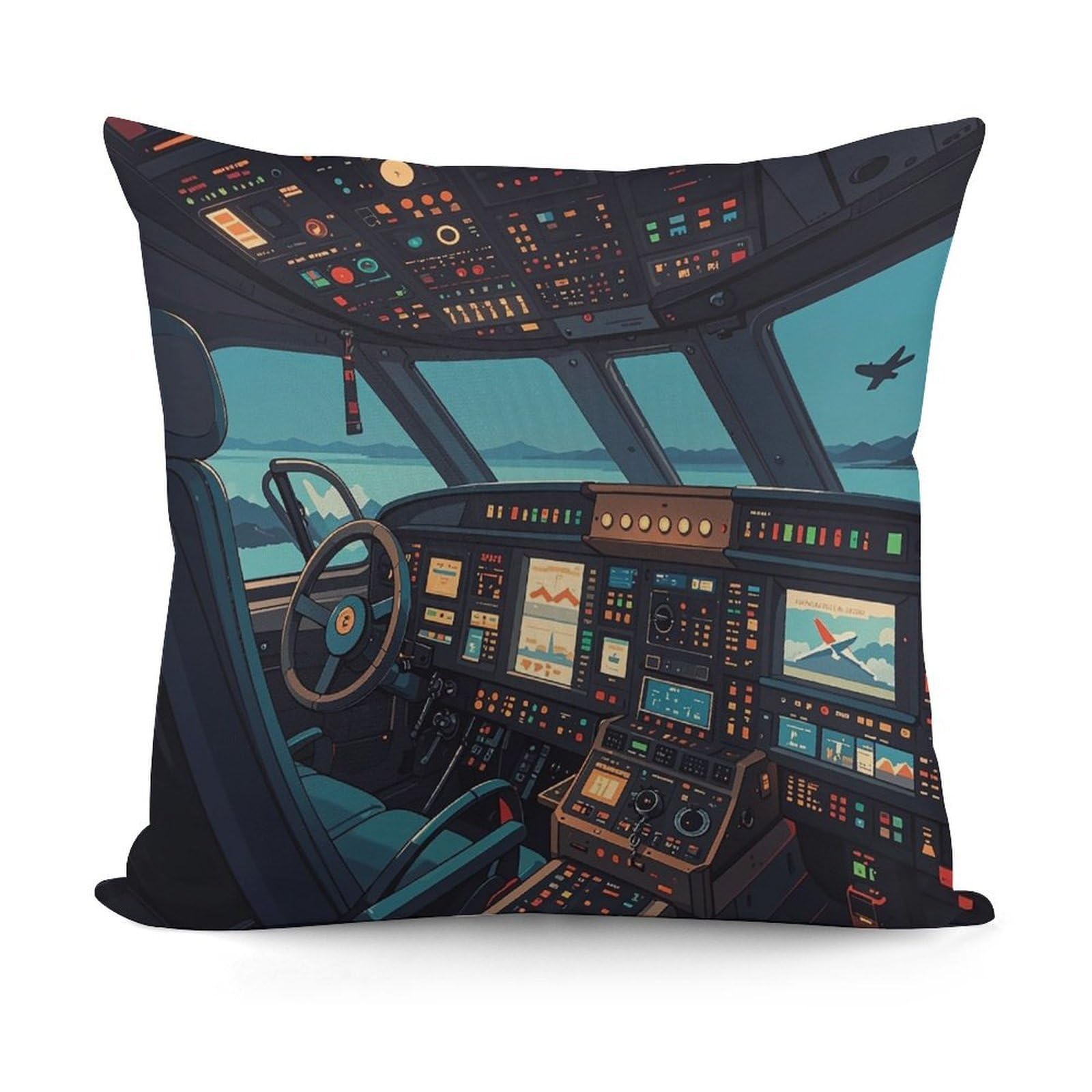 FekiLoot Airplane Throw Pillow Cover Cozy Plush Cushion Case Soft Decorative Pillow Cover Square Cushion Covers Modern Pillowcase for Sofa Living Room Couch Bed Home Decor 18x18 Inch