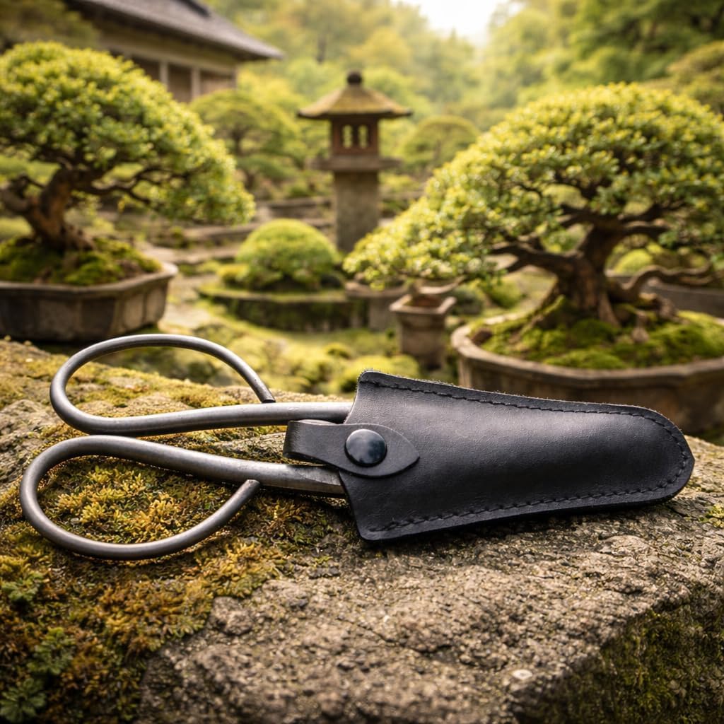 KAKURI Ashinaga Bonsai Scissors Made in Japan 8.5", Japanese Stainless Steel Blade, Long Handle Bonsai Shears for Precision Pruning and Trimming