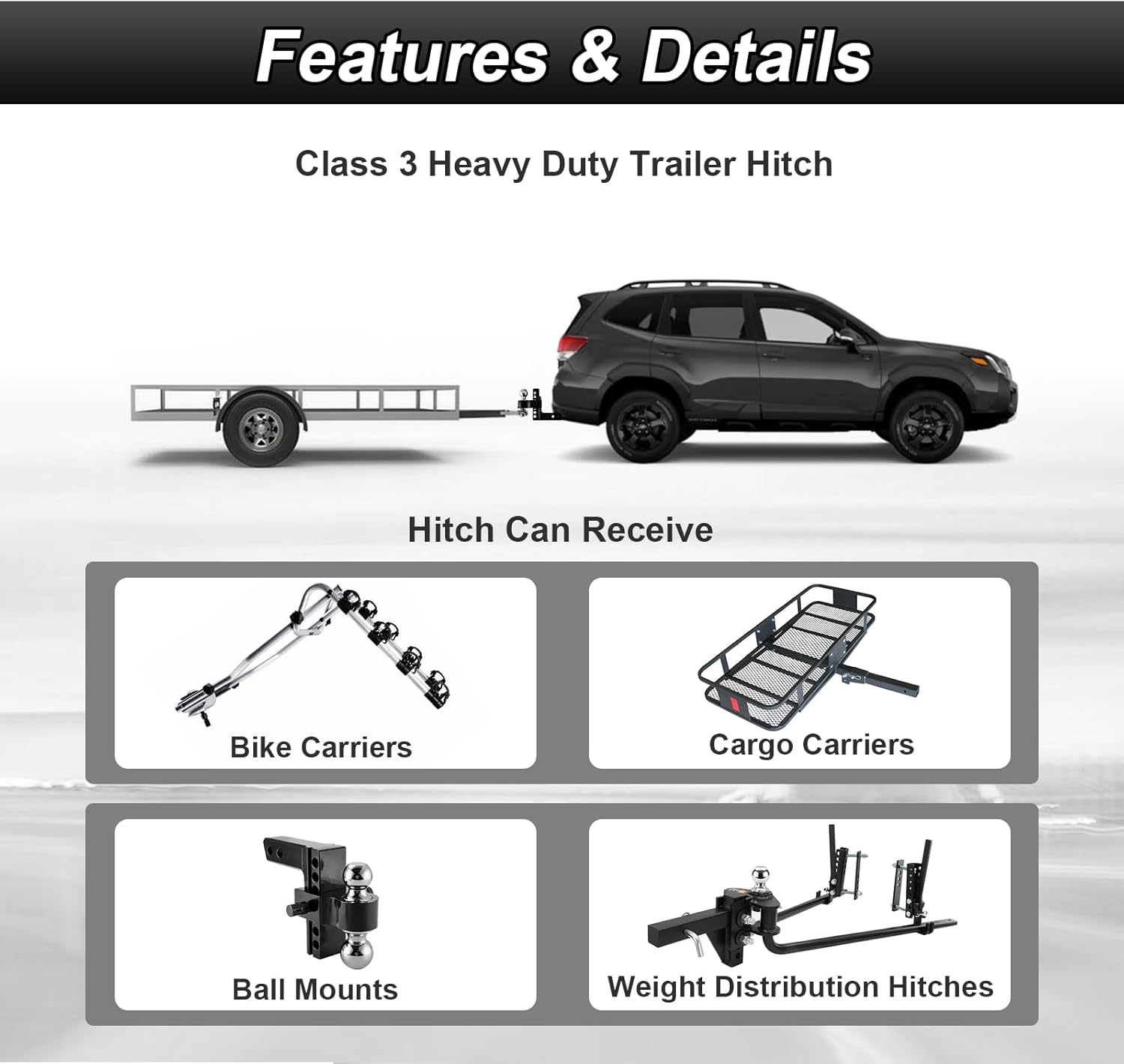 Class 3 Trailer Hitch 2" Receiver No Drilling Compatible with Subaru Forester All 2019-2026