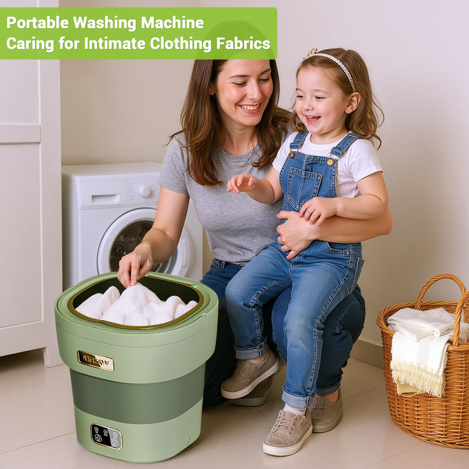 GarveeLife Mini Waschmaschine 12L – Faltbar, tragbar, mit Schleuder – Extrem leise, energiesparend – Kompakt für Unterwäsche, Babykleidung, kleine Wäsche – Für Zuhause, Apartment, Wohnheim, Reisen –