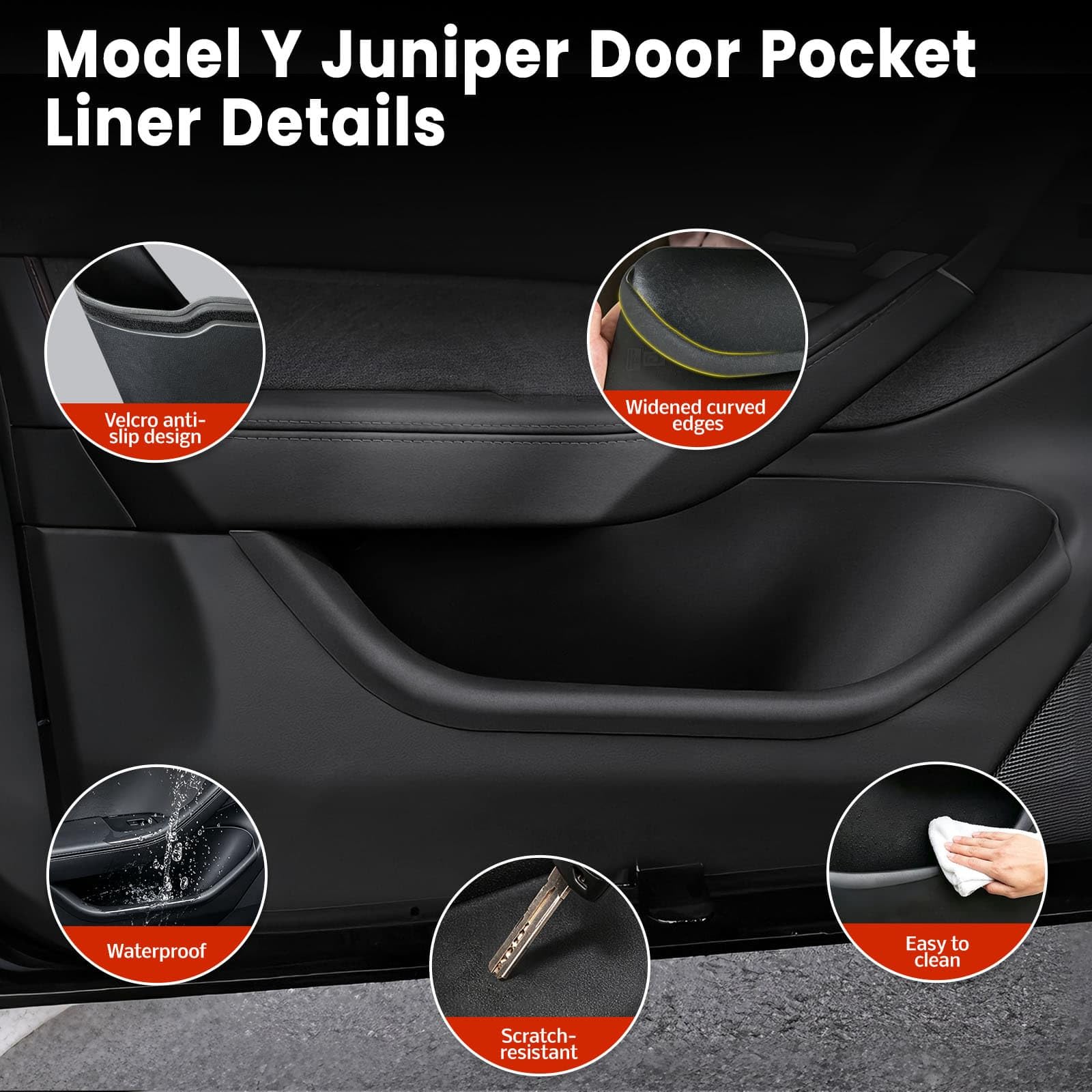 Organizer laterale per portiera auto, 4 pezzi, per Tesla Model Y Juniper