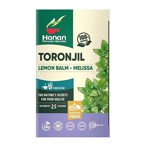 Hanan Peruvian Secrets Té de bálsamo de limón (Toronjil) - 300 bolsitas de té de hierbas - Hierba Melissa para relajar el té de hierbas - Hojas de