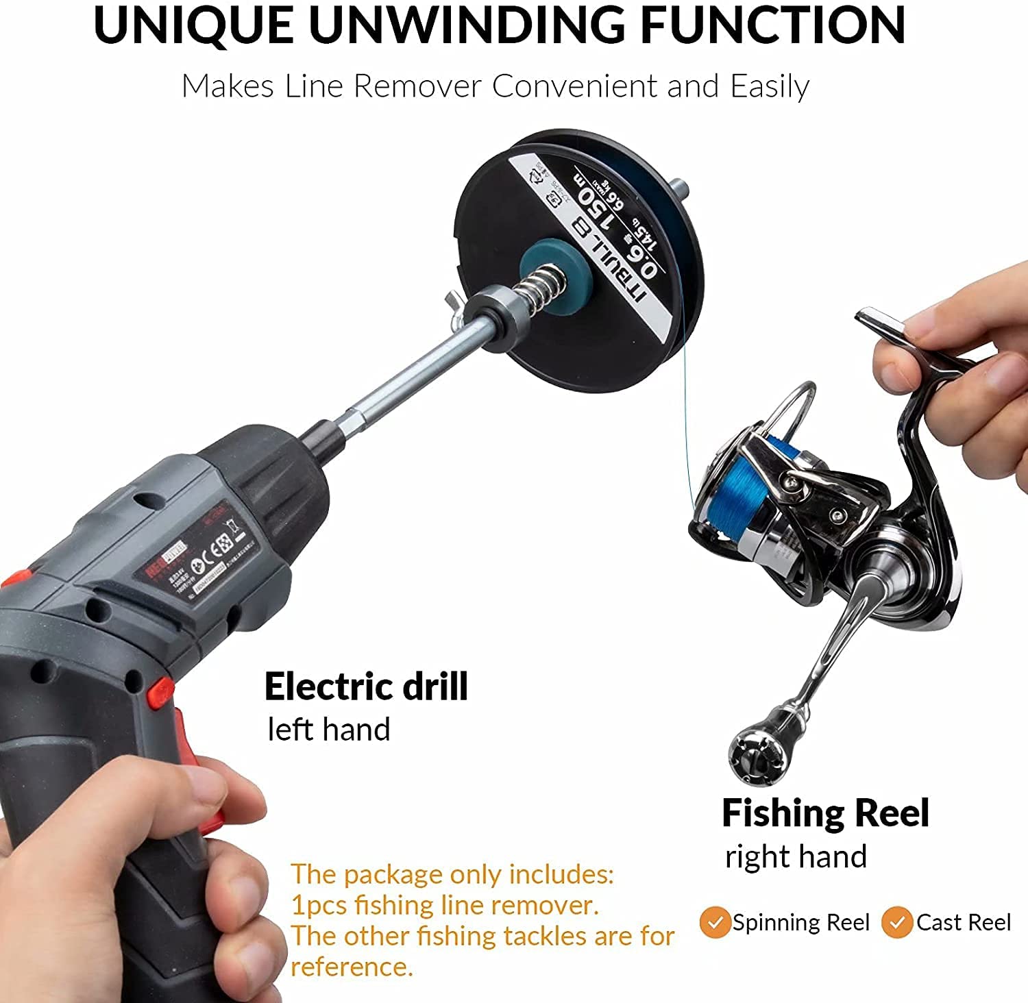 THKFISH Fishing Line Spooler Fishing Line Winder Spooler Fishing Accessories Adjustable Stable Portable Fishing Line Spooler with Clamp A-Long Style+C-Line Remover : Sports & Outdoors