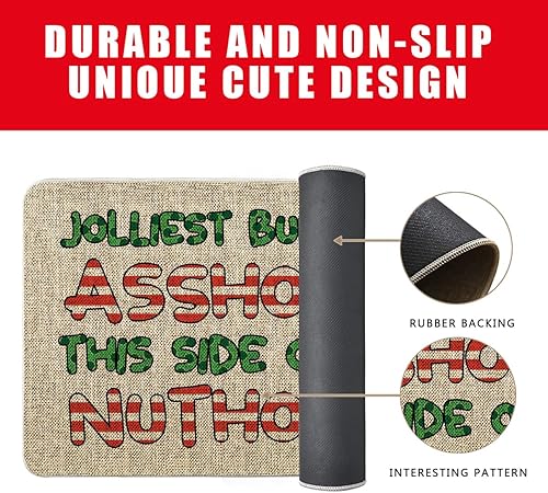 Miniatura 6 de GAGEC Tapete de Navidad para exteriores, divertido tapete de entrada, tapete de puerta de invierno, decoración de casa de campo, hogar, cocina, piso