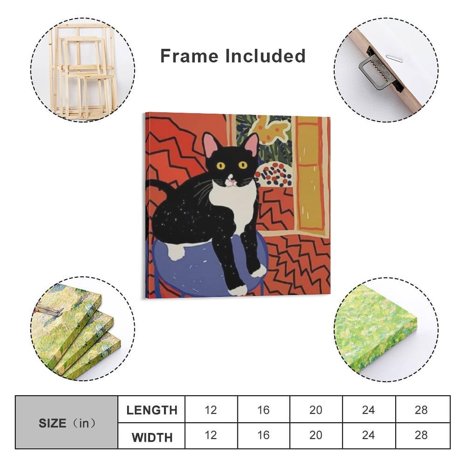 Amazon.co.jp: アンリ・マティスの抽象的猫のポスター キャンバス