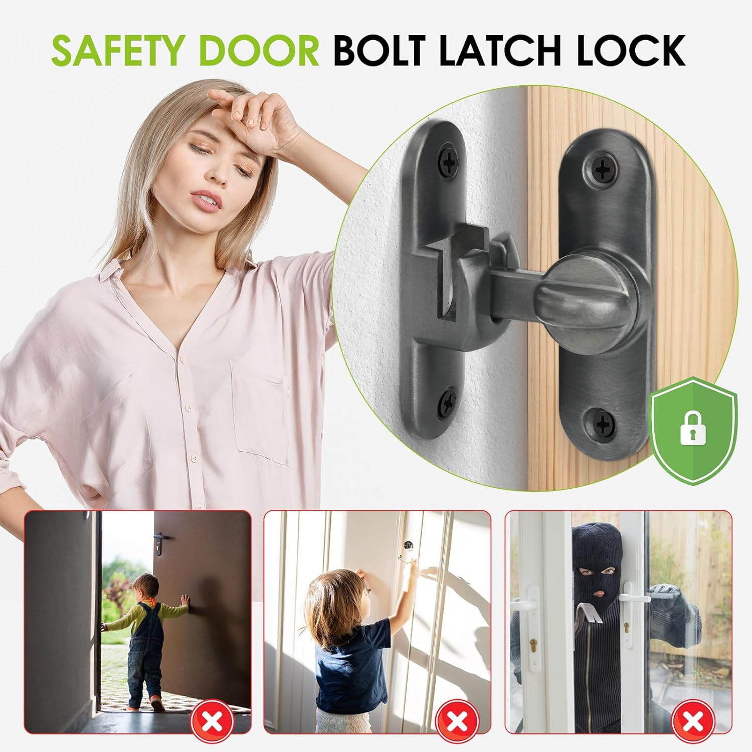 Flip Door Latch Gate Latches 90/180 Degree Barn Door Lock Safety Door Lock for Barn, Sliding Door, Garden, Bathroom, Cabinet, Window Outdoor (2, Gray)