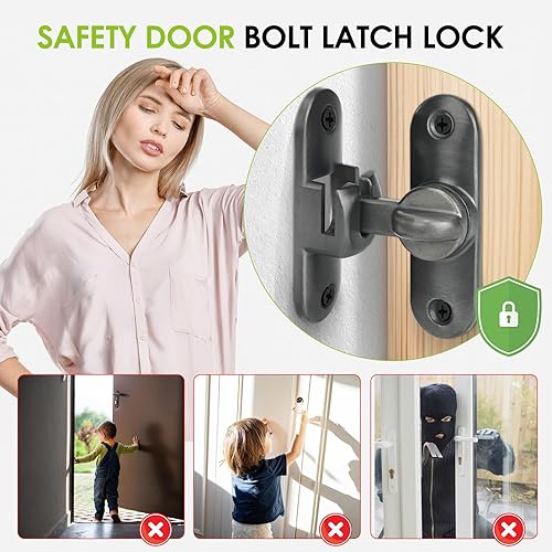 Miniatura 5 de Pestillo de puerta abatible, cerradura de puerta de granero de 90180 grados, cerradura de puerta de seguridad para granero, puerta corredera,