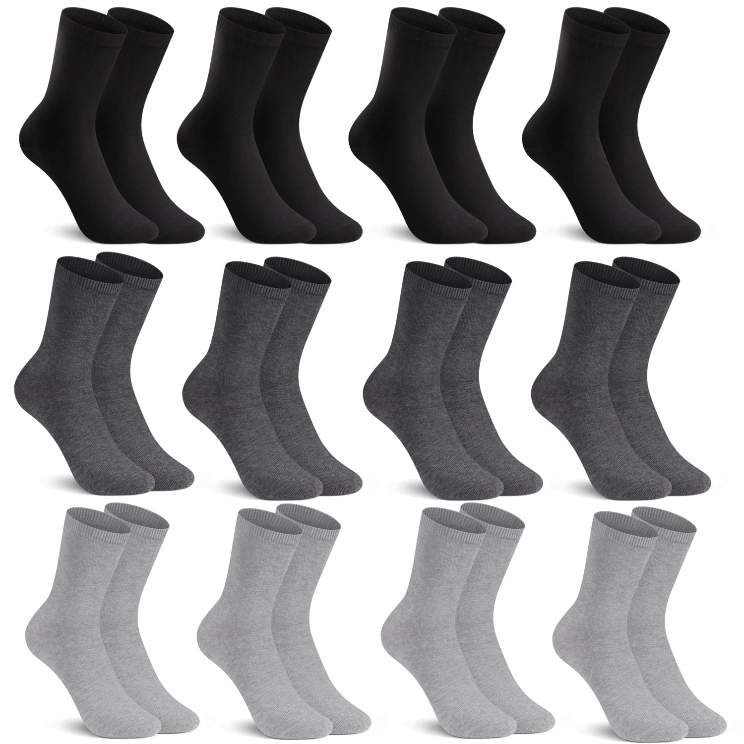 L&K-II 12/24 PaarSocken Damen/Herren Business-Socken Schwarz/Weiß Lange Baumwolle Unisex Arbeitssocken Wintersocken 92216