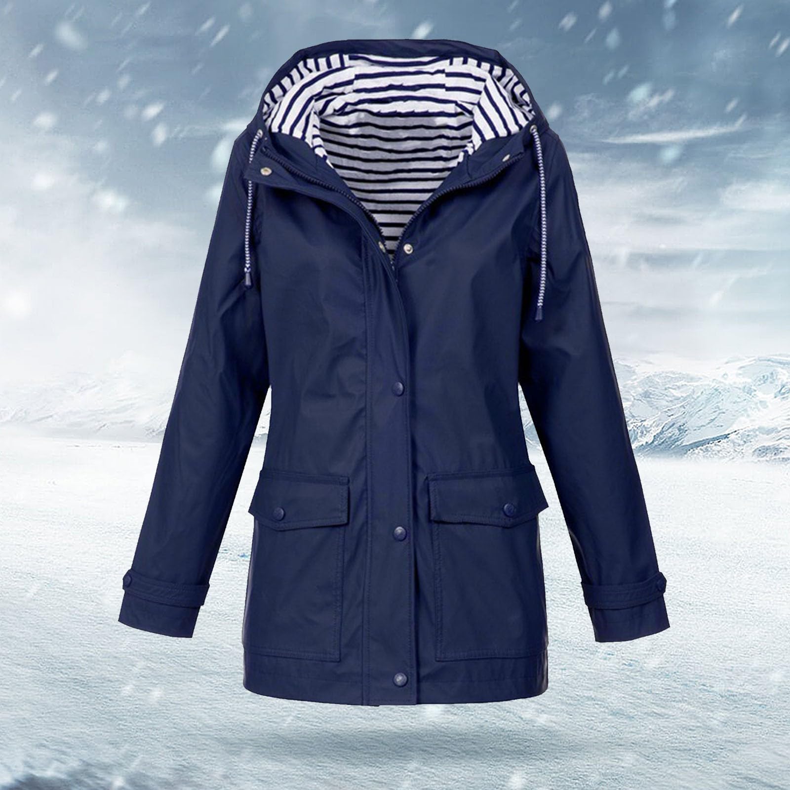 Cocila Femmes Solide Veste Pluie En Plein Grande Taille RéSister à L'eau Capuche Coupevent Lâche Manteau Trench A Veste Jean Blanche Jean Rose Femmes Ete ImperméAble Longue Coton À Homme