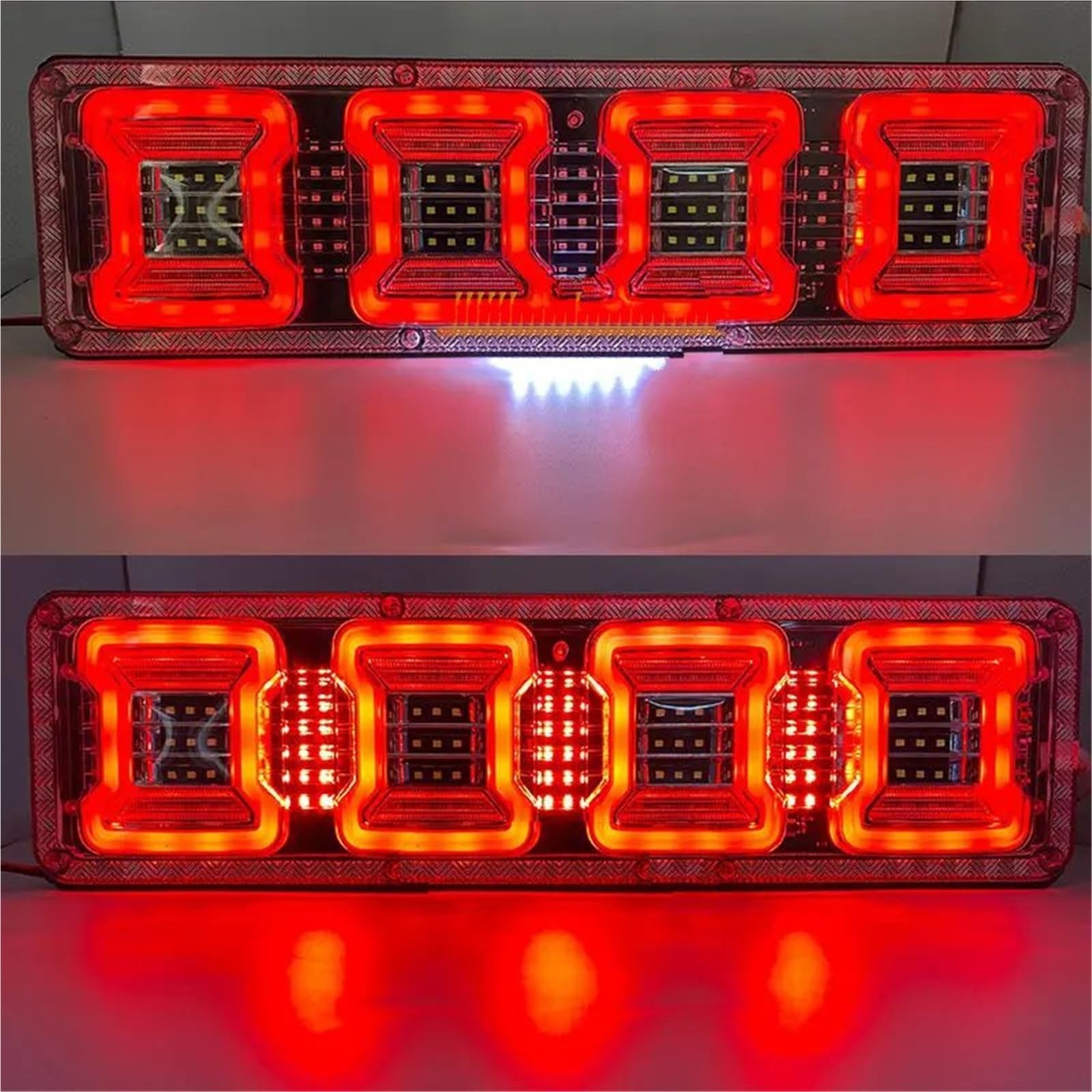 Piloto Posterior Coche para Caravana Autobús Freno Marcha Atrás Lámpara 2x46 Cm Impermeable LED Camión Remolque Camión Luz Trasera Luz Advertencia Luz Trasera Parada Faros Traseros(2X46cm,24V)