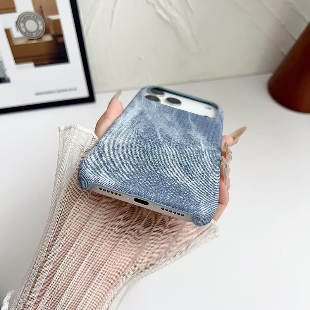 Etui magnetyczne z jeansu, odporne na wstrząsy, chłodzące, bezramkowe, do iPhone'a 17 Pro, jasnoniebieskie