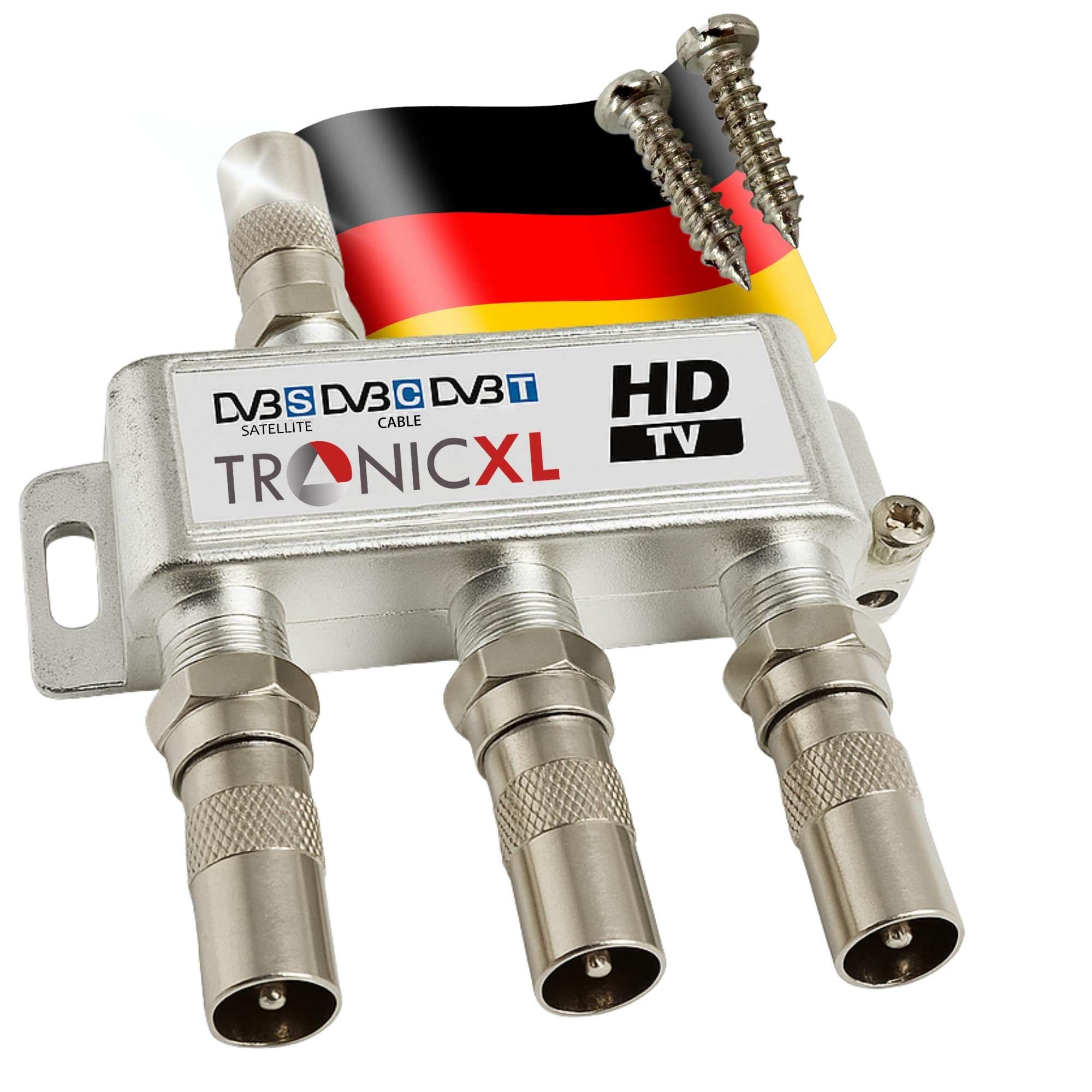 TronicXL Distribuidor de antena de 3 enchufes BK Premium Cable distribuidor de antena de televisión por cable DVBC Sat Splitter Unicable Sky Cable Aerial TV Freesat Freeview Virgin Dbox 3 enchufes hd