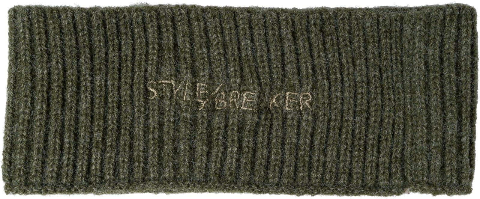 styleBREAKER Women's Knitted Headband with Ribbed Pattern, Logo Embroidery, Warm Winter Hairband, Headband 04026068, Colour:Olive - Image 3