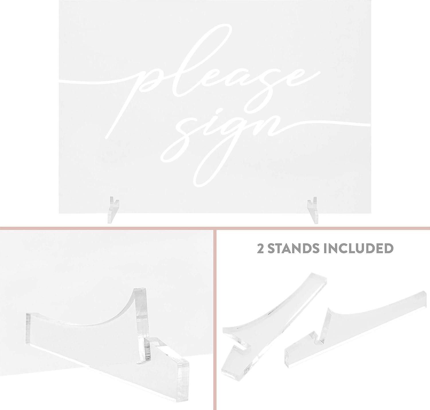 Andaz Press Scripted Please Sign, Acrylic Sign, 7.5 x 11 Inch, Stand Included, Guest Book Table, Wedding, Engagement, Anniversary, Birthday, Baby Shower, Graduation Signage