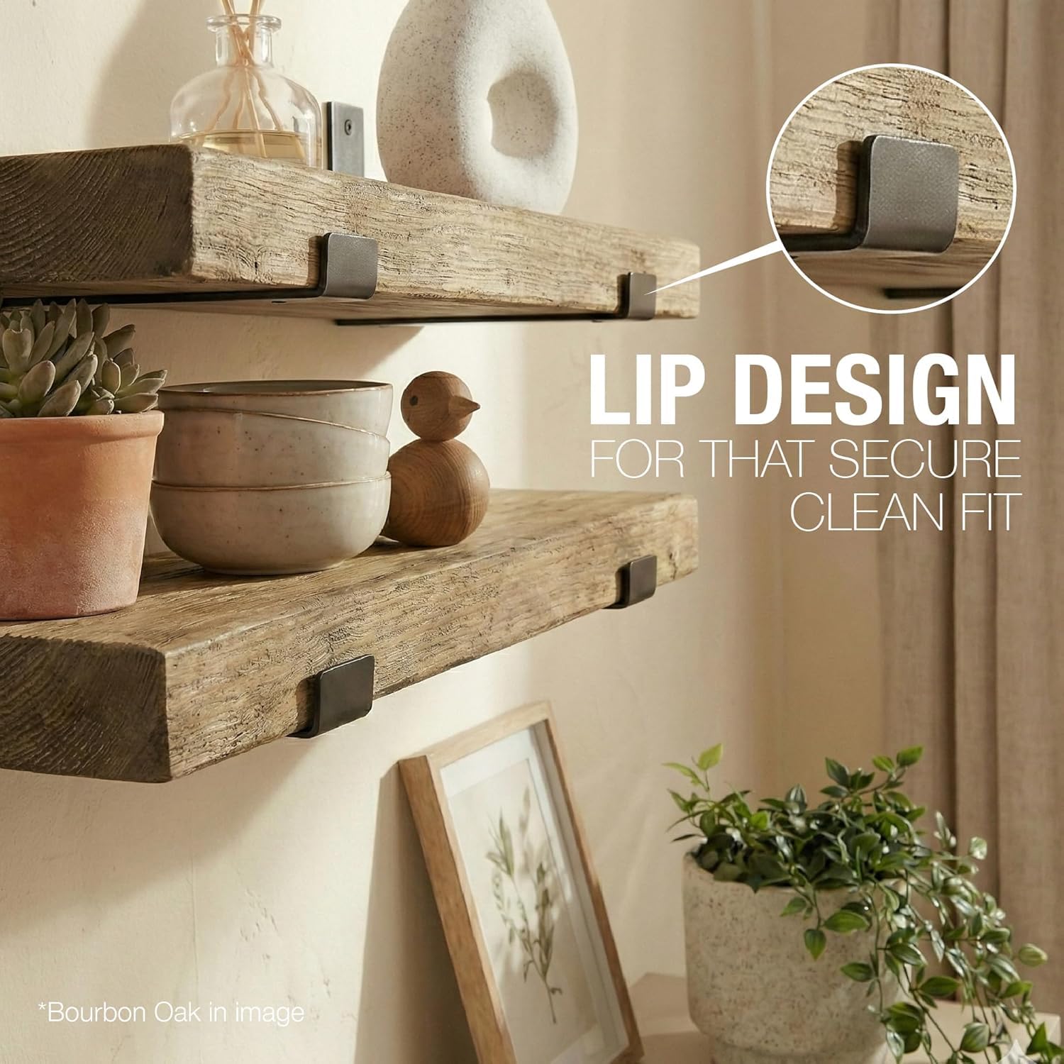 Top Notch Home & Living Handcrafted Rustic Wooden Wall Shelf, Incl 2 Up Brackets - Image 7