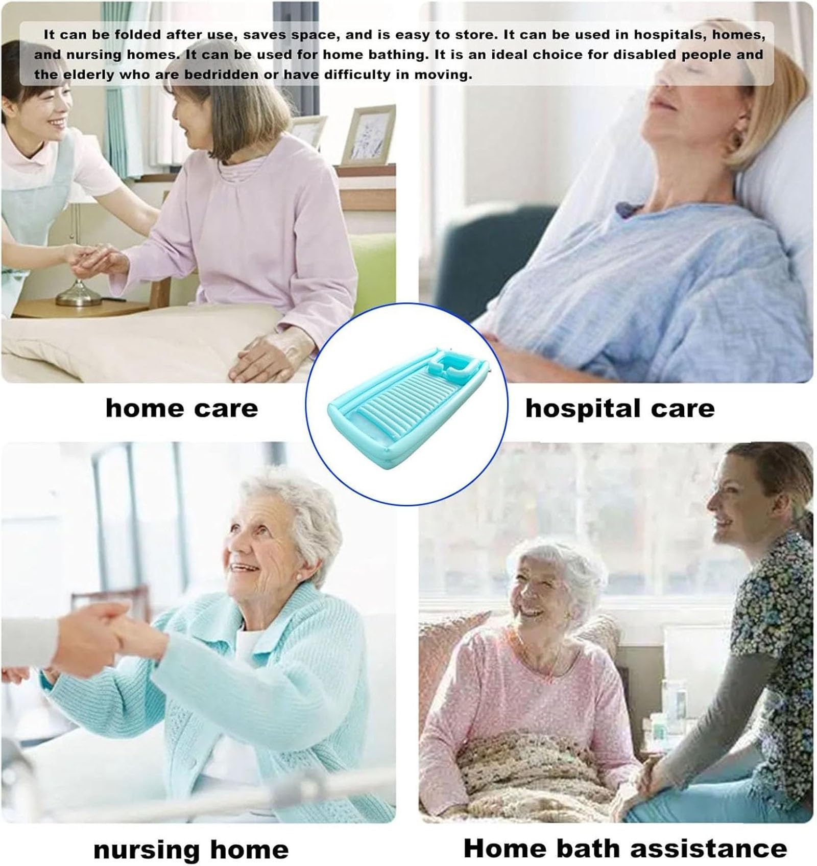Vasca Da Bagno Gonfiabile, doccia portatile in PVC per uso medico da posizionare accanto al letto, attrezzatura medica per l'assistenza domiciliare, ausili per disabili, accessori per doccia da letto