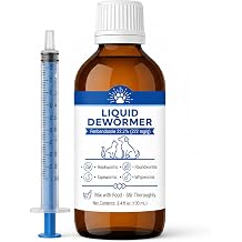Dog & Cat Worm Care Liquid, Praziquantel & Pyrantel Pamoate Formula for Dogs & Cats 8 Weeks+, Easy-Mix Liquid with Dosing Syringe, 3.38 fl oz