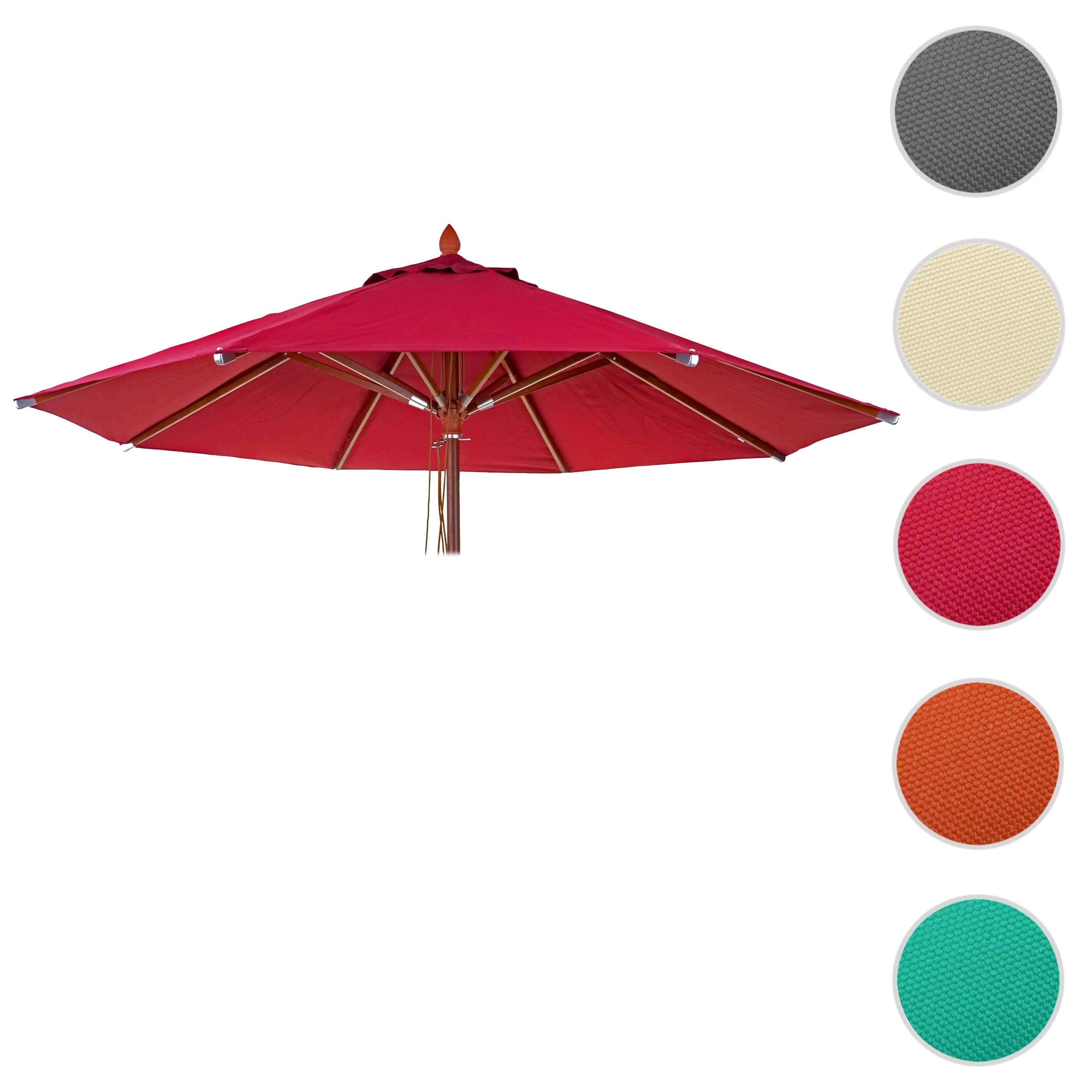 Mendler Wymienny pokrowiec do gastronomii drewniany parasol przeciwsłoneczny HWC-C57, pokrowiec na parasol przeciwsłoneczny, okrągły, Ø 4 m, poliester, 3 kg, bordowy