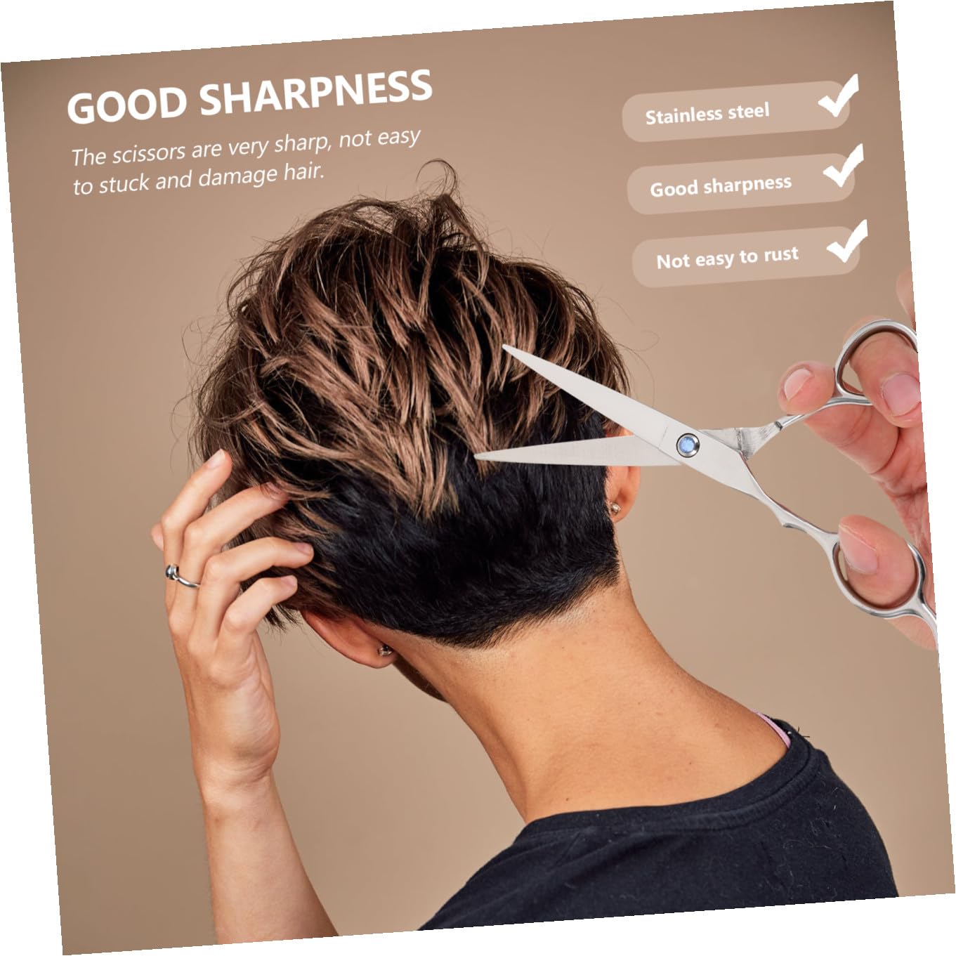 Ciseaux de Coiffure et Poignée Créative Design Ergonomique 2 Pièces en Acier Inoxydable pour Gauchers pour Usage Professionnel ou Amateur