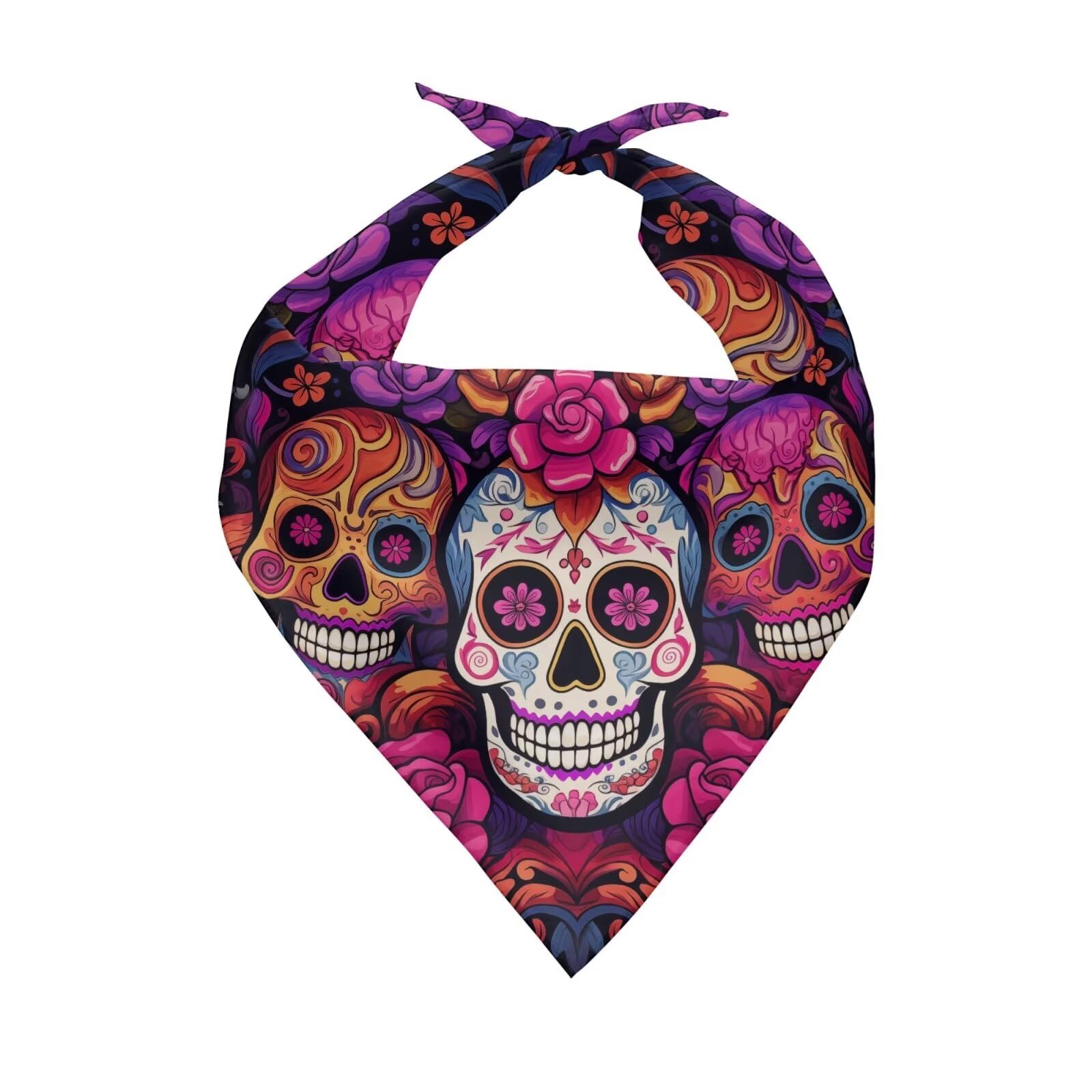 Bandana chien tête de mort rose en sucre Howilath en polyester