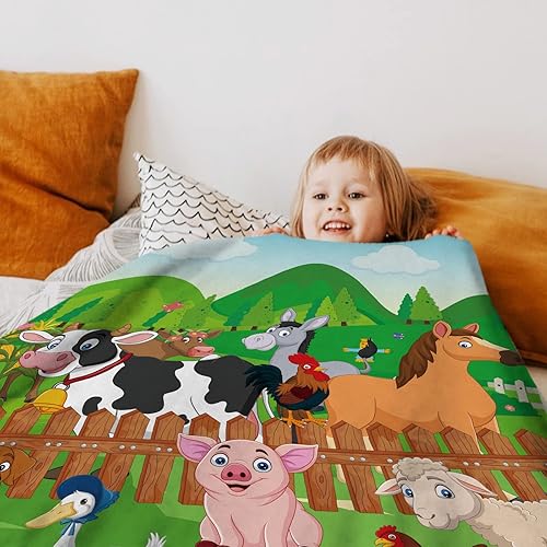 Miniatura 5 de Manta de animales de granja linda manta de animales de granja para niños, suave y acogedora manta de franela de granja para perros de granja, cerdo,
