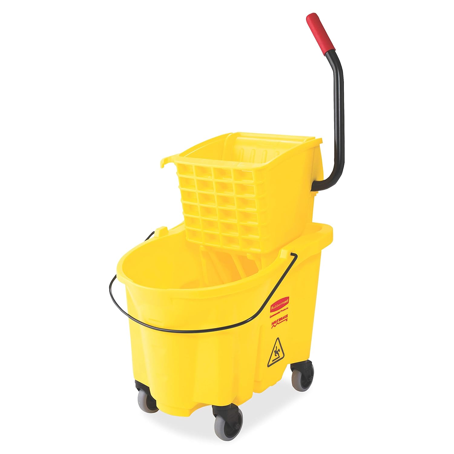 Rubbermaid Commercial WaveBrake 2.0® 26 QT Side-Press Mop Bucket and Wringer, Yellow (FG748000YEL): Cleaning Buckets: Industrial & Scientific