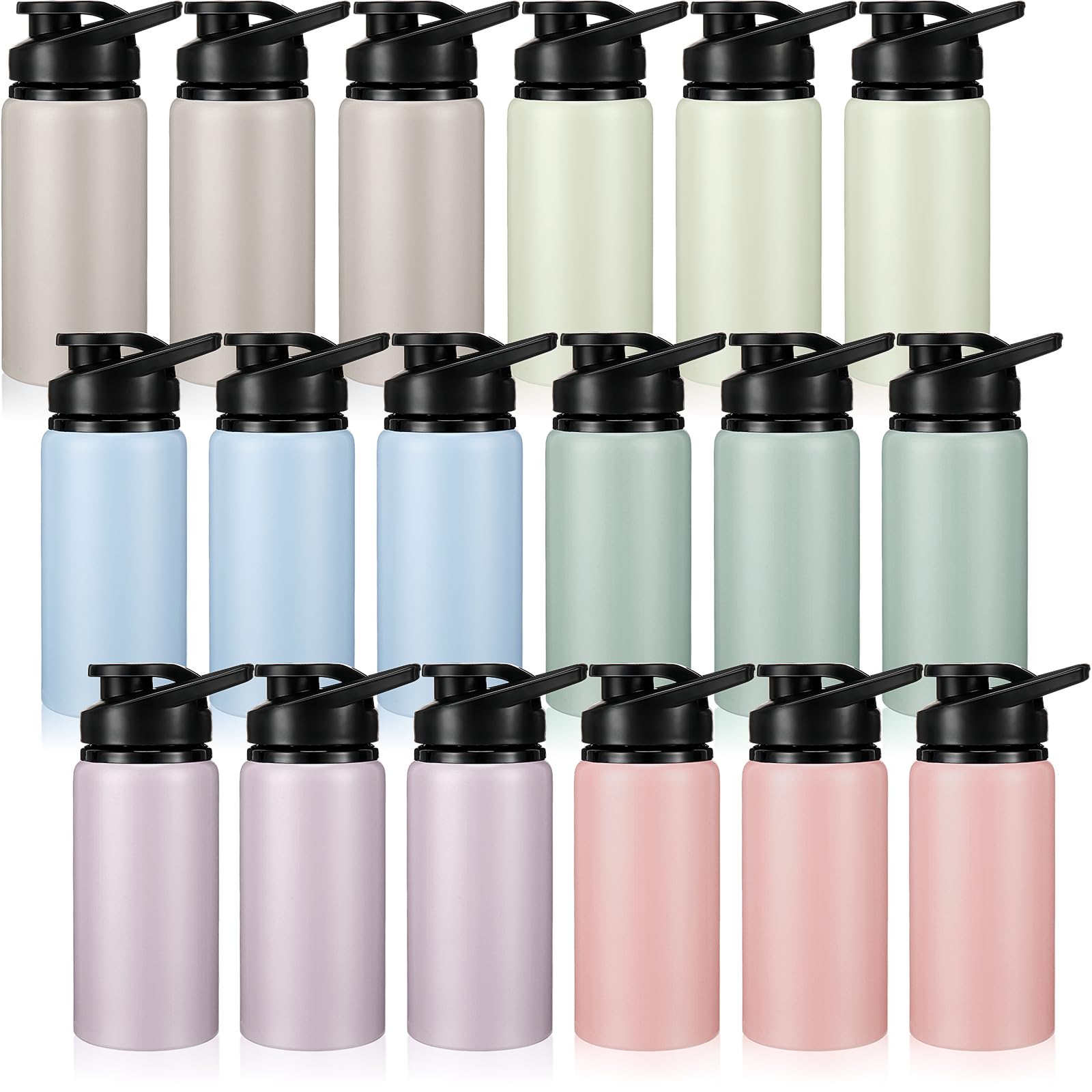 Photo 1 of Domensi 18 Pack Aluminum Water Bottle Bulk Reusable Water Bottle, Lightweight Easy Carry Leakproof with Snap Lid Travel Bottles, for Gym Outdoor Sports Cycling Camping Fishing (20oz,Morandi Colors)